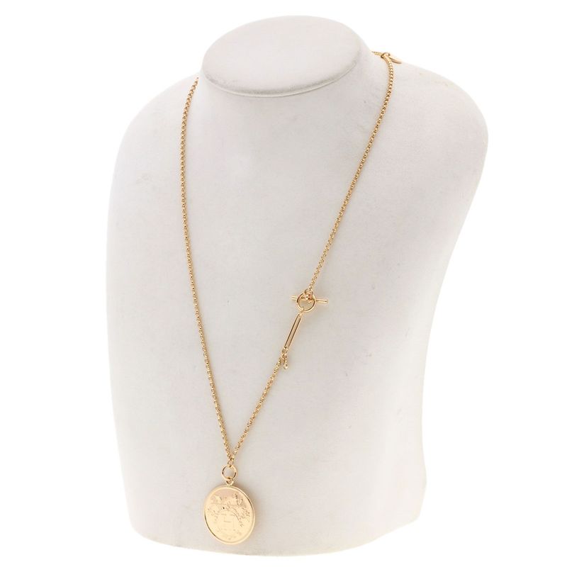 Hermes Exlibris MM Diamond Necklace 18K Pink Gold
