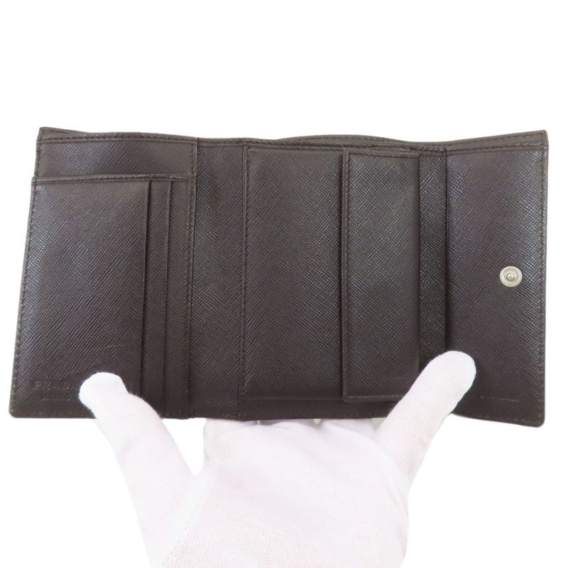 Prada Logo Bifold Wallet Dark Brown