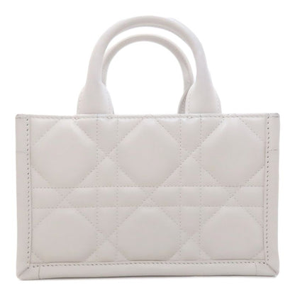 Dior Book Tote Mini Macro Cannage 2-Way Handbag White Gray White
