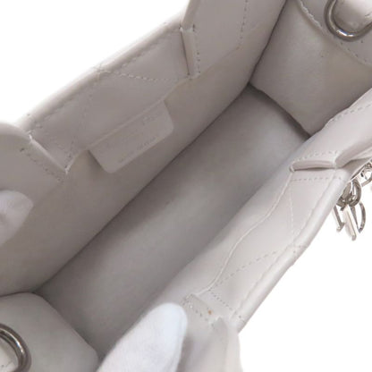Dior Book Tote Mini Macro Cannage 2-Way Handbag White Gray White