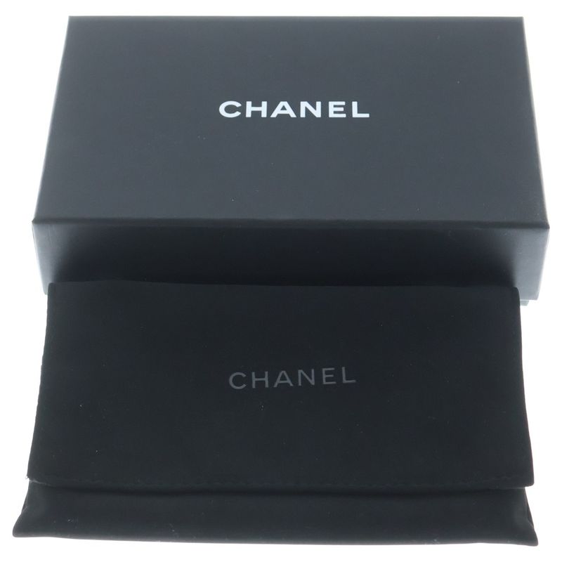 Chanel Quilted Coin Case Zip Around Black Caviar Gold
