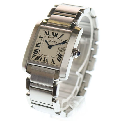 Cartier Tank Francaise MM Silver Dial SS Quartz Stainless Steel Watch