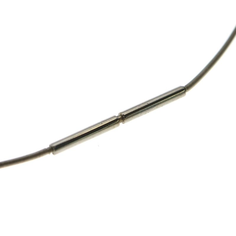 Hermes Cube Logo Wire Necklace Silver Light Blue