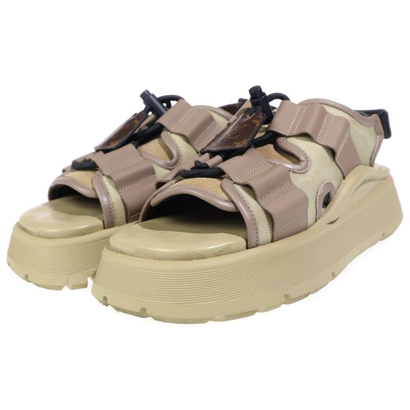 Louis Vuitton Monogram Canvas Suede Chameleon Sandals Khaki