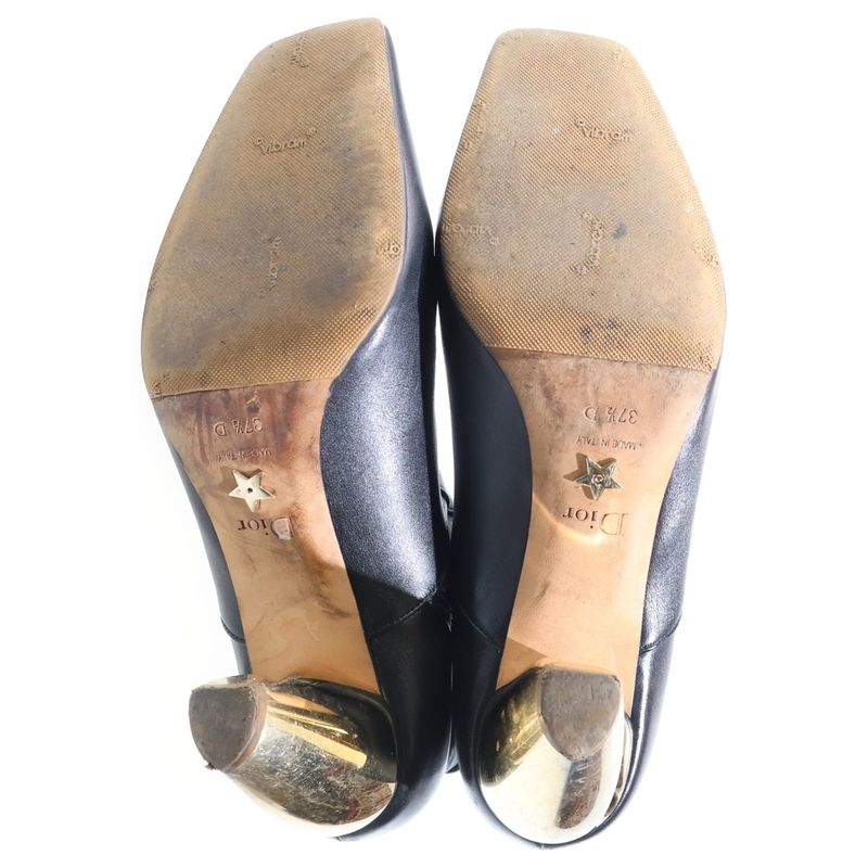 Dior Metal Heel Leather Booties Black
