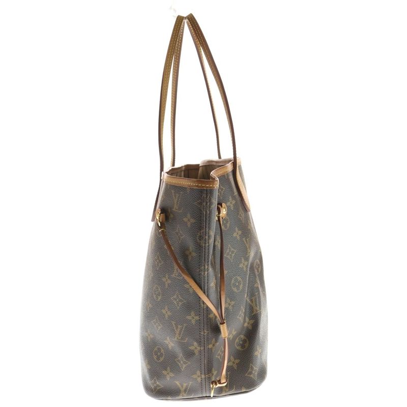 Louis Vuitton Monogram Neverfull MM Leather Tote Brown