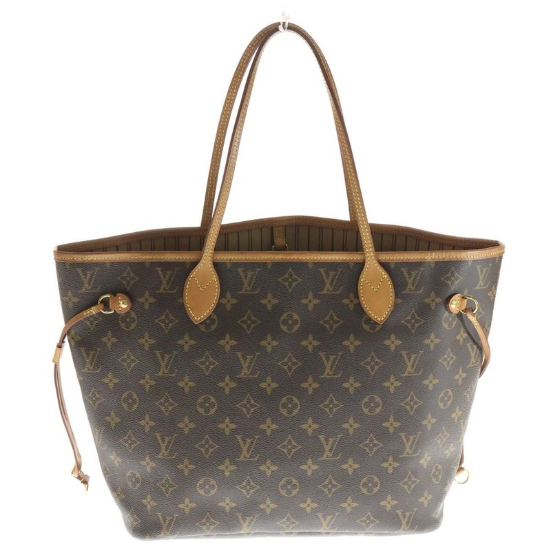 Louis Vuitton Monogram Neverfull MM Leather Tote Brown