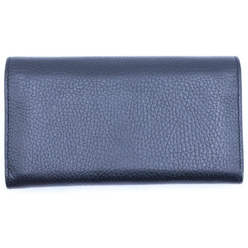 Gucci Interlocking Wallet Card Case Black Leather Gold