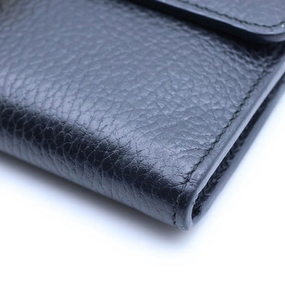 Gucci Interlocking Wallet Card Case Black Leather Gold