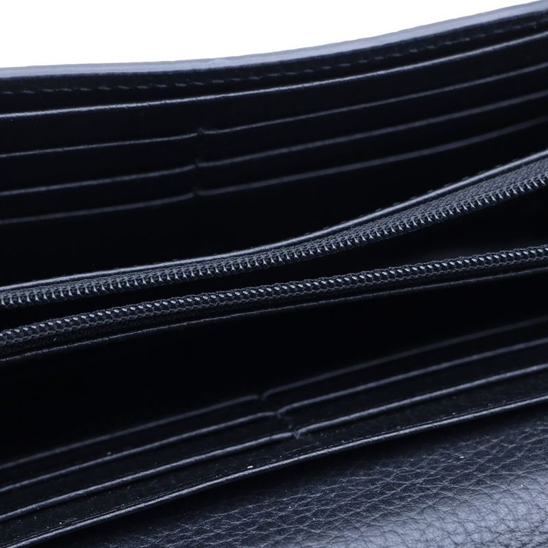 Gucci Interlocking Wallet Card Case Black Leather Gold
