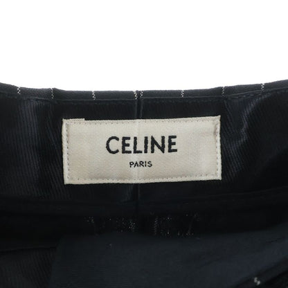 Celine Multi Pocket Zip Up Striped Pattern Slack Pants Black