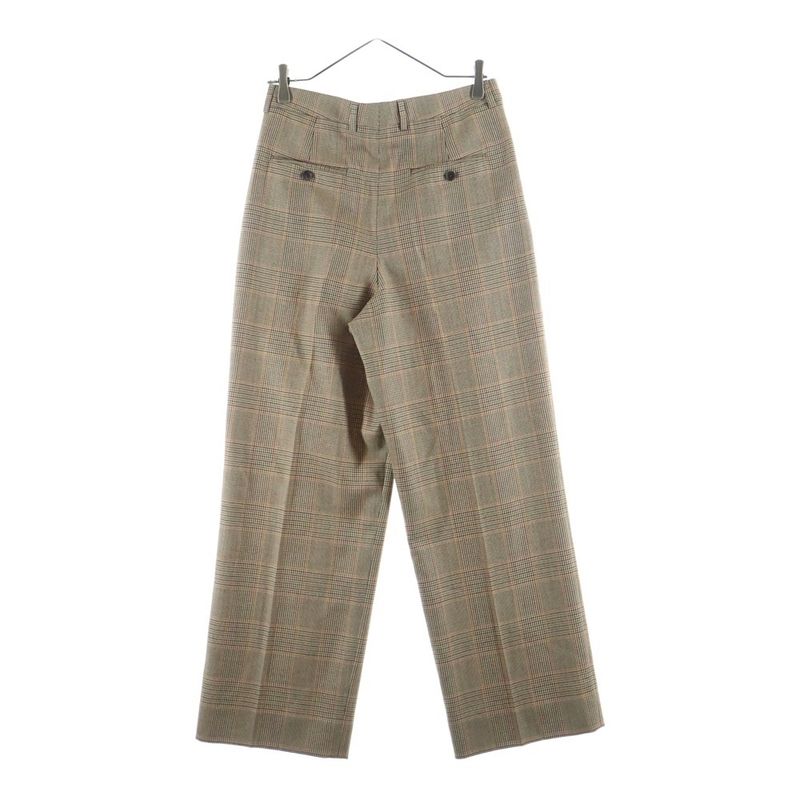 Celine Multi Pocket Zip Up Plaid Trousers Pants Brown