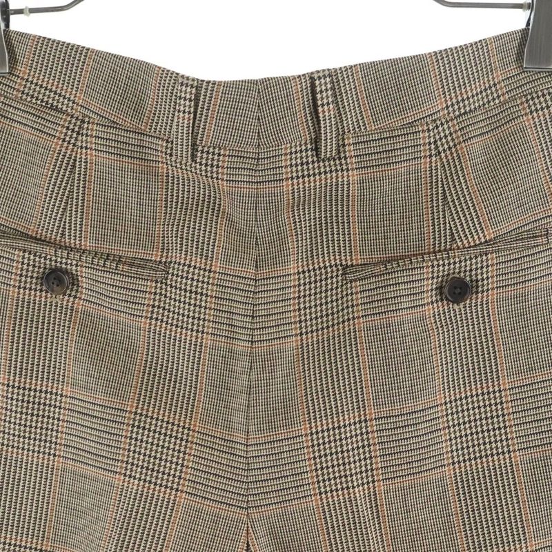 Celine Multi Pocket Zip Up Plaid Trousers Pants Brown