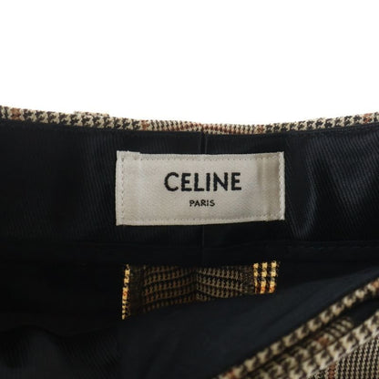 Celine Multi Pocket Zip Up Plaid Trousers Pants Brown
