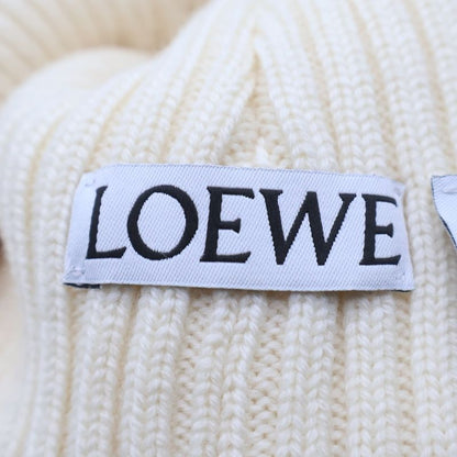 Loewe Ribbed Wool Knit Hat Cap White