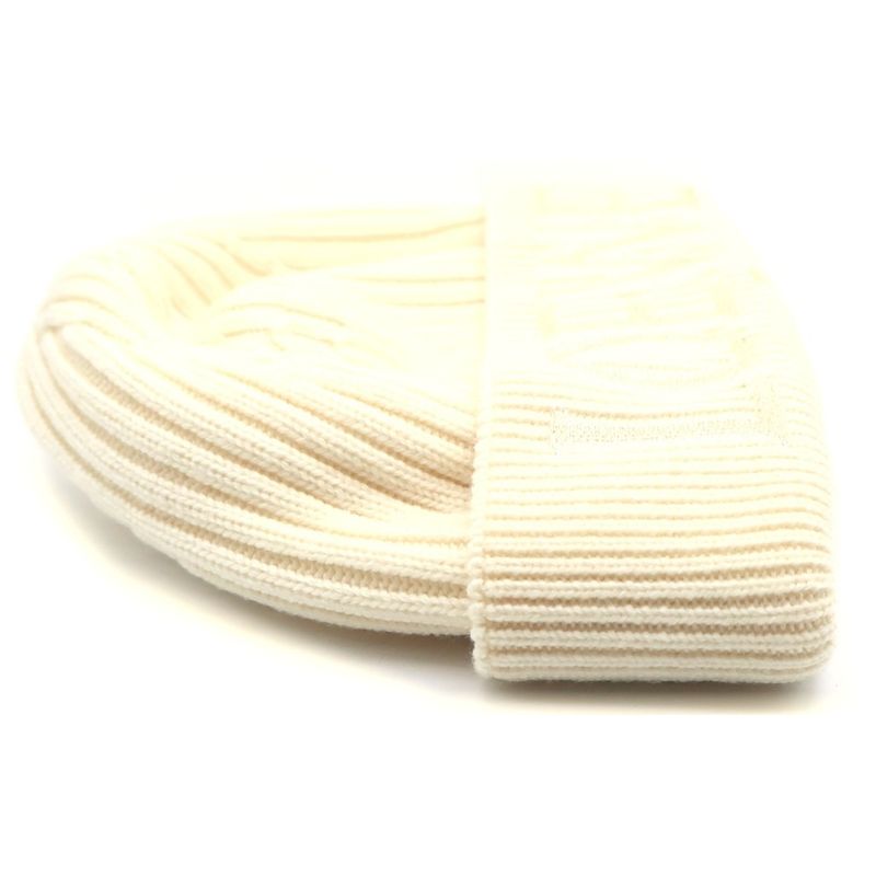 Loewe Ribbed Wool Knit Hat Cap White