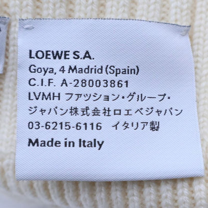 Loewe Ribbed Wool Knit Hat Cap White