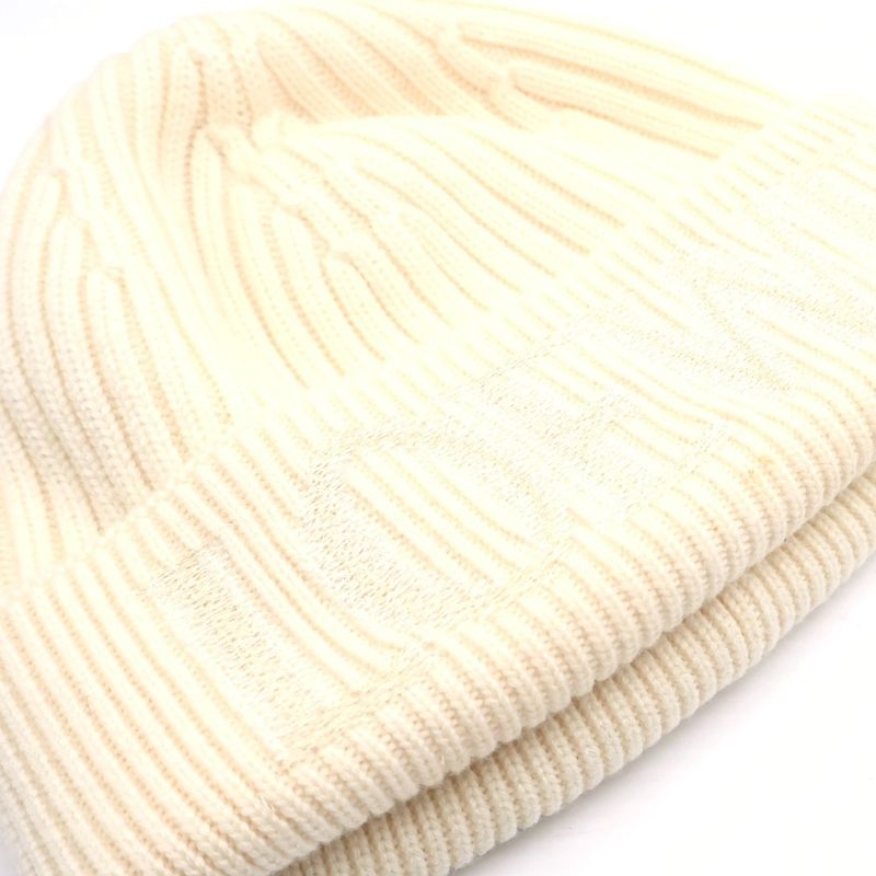 Loewe Ribbed Wool Knit Hat Cap White
