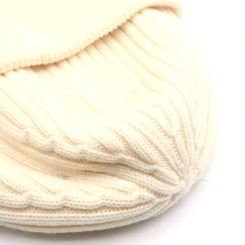Loewe Ribbed Wool Knit Hat Cap White