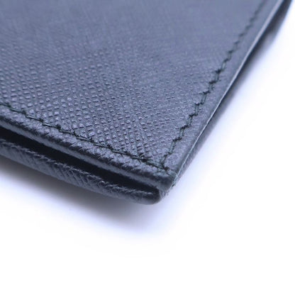 Prada Saffiano Bifold Wallet Card Case Black Leather