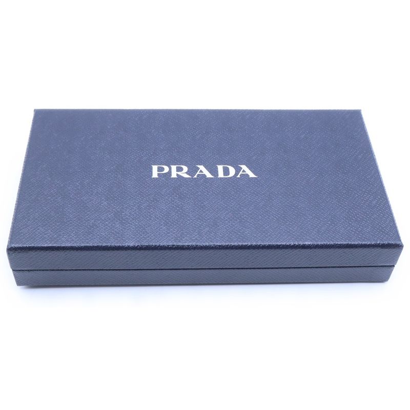 Prada Saffiano Bifold Wallet Card Case Black Leather