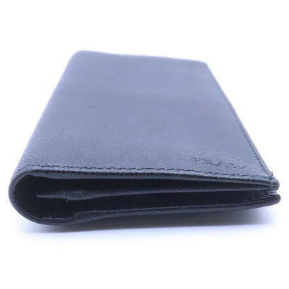 Prada Saffiano Bifold Wallet Card Case Black Leather