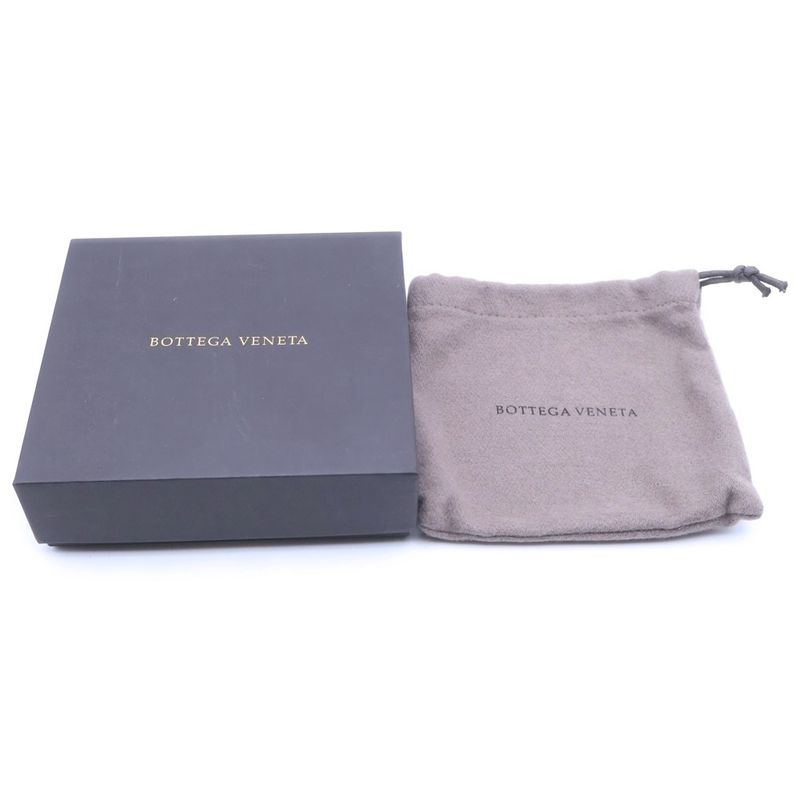 Bottega Veneta Intrecciato Trifold Compact Wallet Coin Case Gray Leather