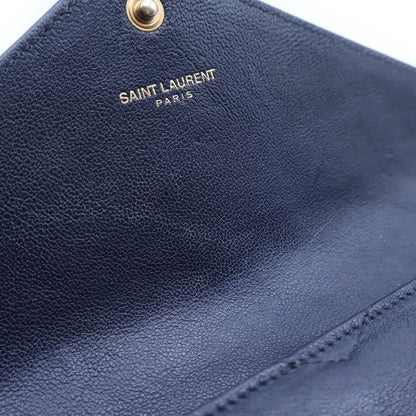 Saint Laurent Paris Cassandra Wallet Card Case Navy Leather