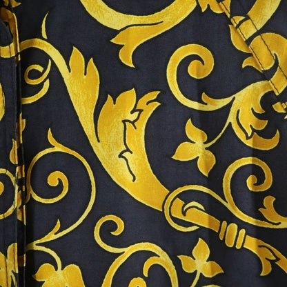Versace Gianni Baroque Silk Coat Black Yellow