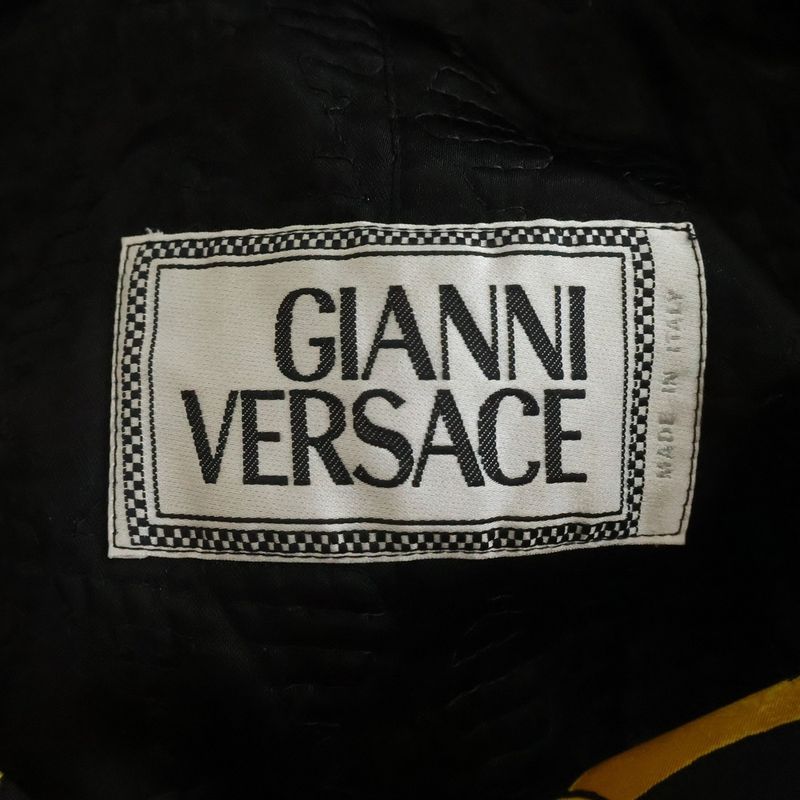Versace Gianni Baroque Silk Coat Black Yellow