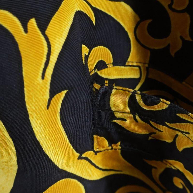 Versace Gianni Baroque Silk Coat Black Yellow