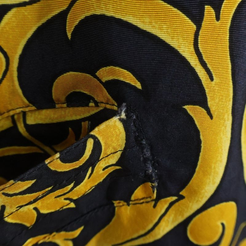 Versace Gianni Baroque Silk Coat Black Yellow