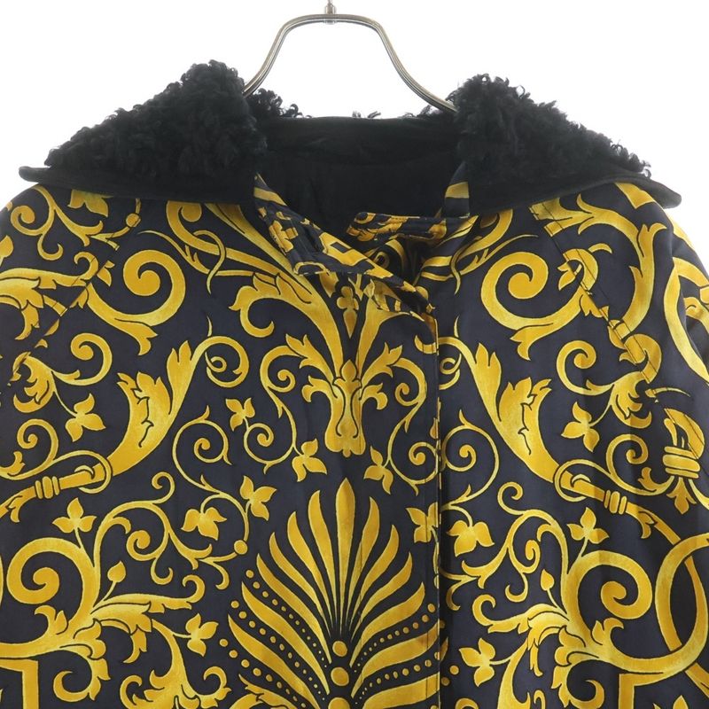 Versace Gianni Baroque Silk Coat Black Yellow