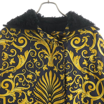Versace Gianni Baroque Silk Coat Black Yellow