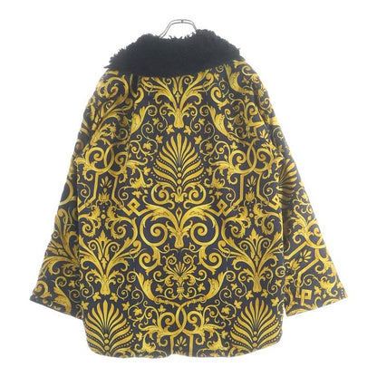 Versace Gianni Baroque Silk Coat Black Yellow