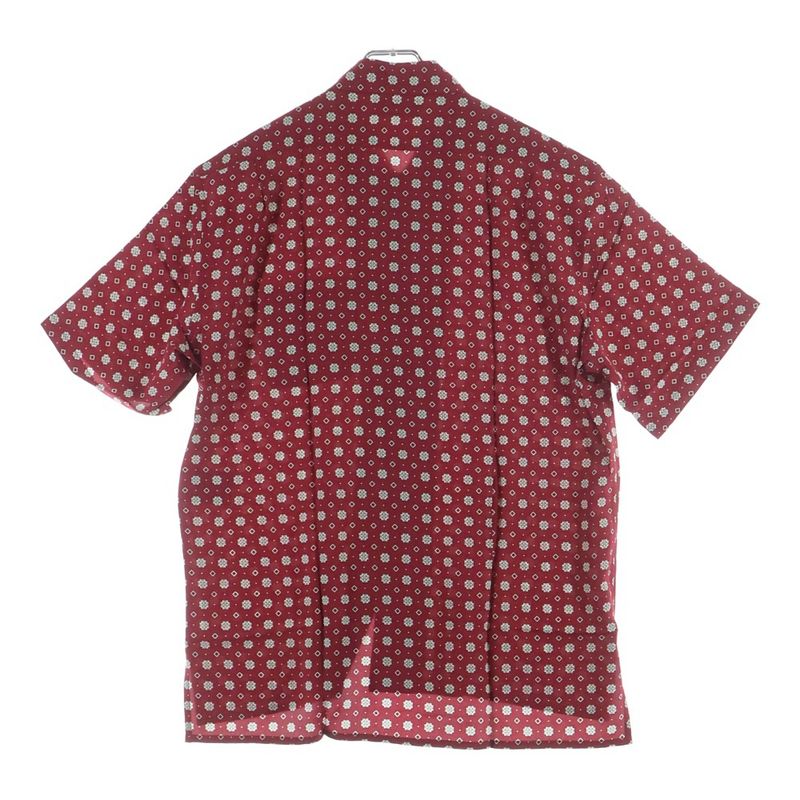 Saint Laurent Paris All Over Pattern Silk Short Sleeve Shirt Red