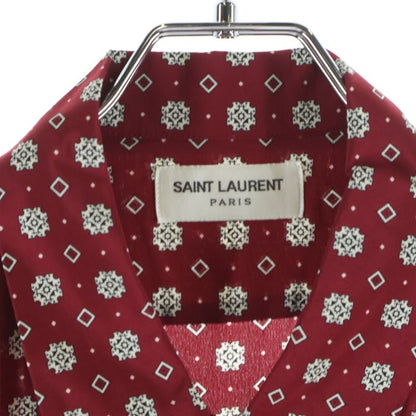 Saint Laurent Paris All Over Pattern Silk Short Sleeve Shirt Red