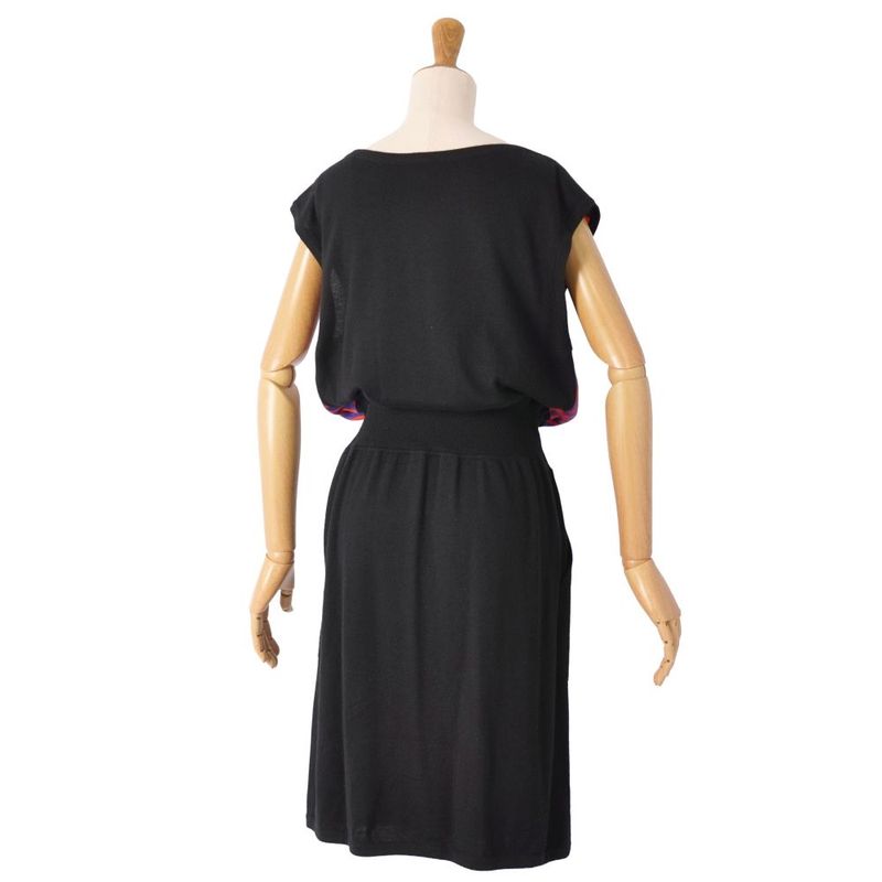 Hermes Dress Sleeveless Knit Cashmere Silk Red Black