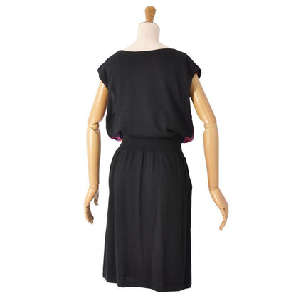 Hermes Dress Sleeveless Knit Cashmere Silk Red Black