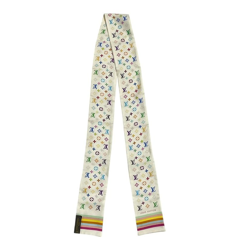 Louis Vuitton Twill Scarf Monogram Silk White