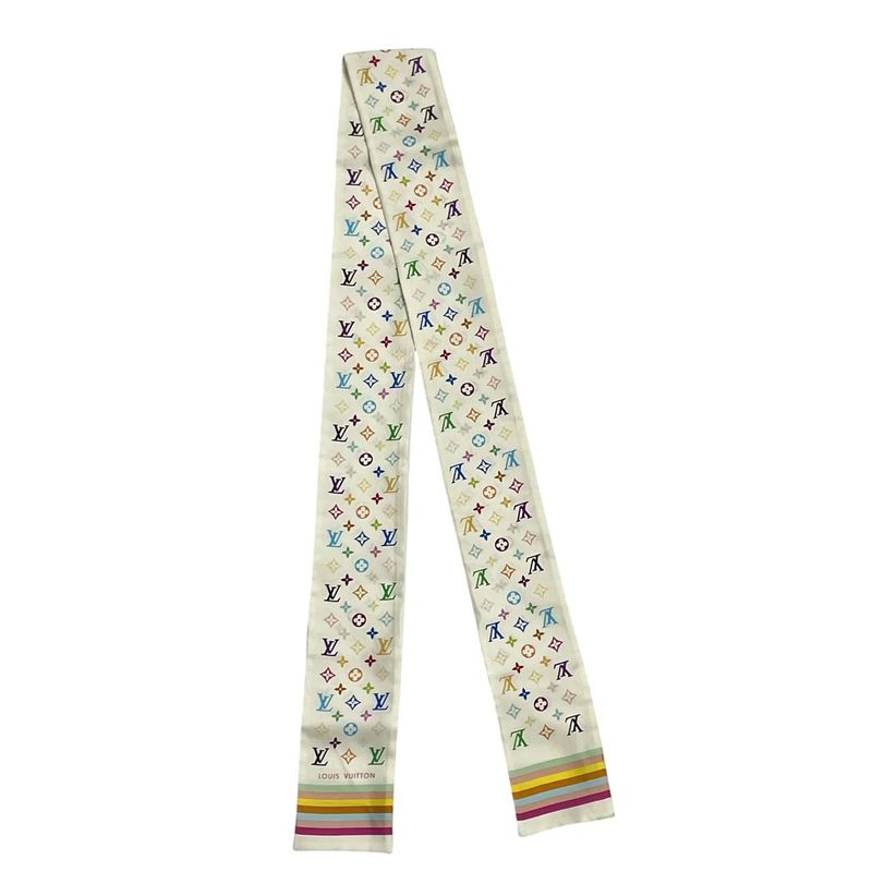 Louis Vuitton Twill Scarf Monogram Silk White
