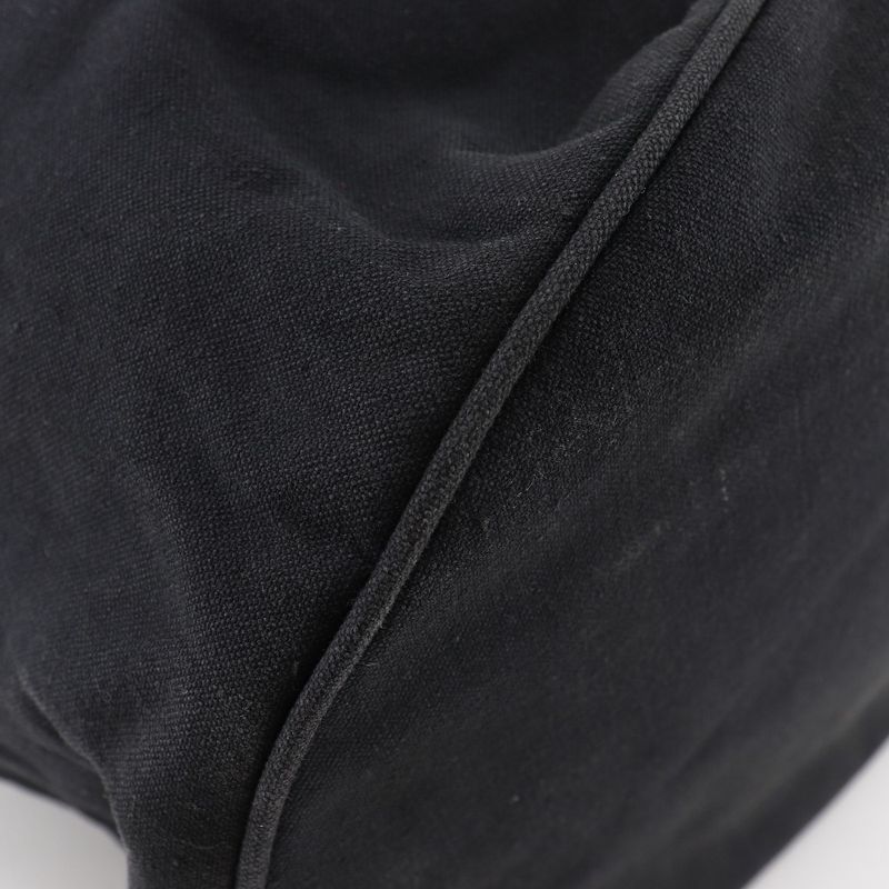 Chanel Pull Logo Drawstring Cotton Black Shoulder Bag