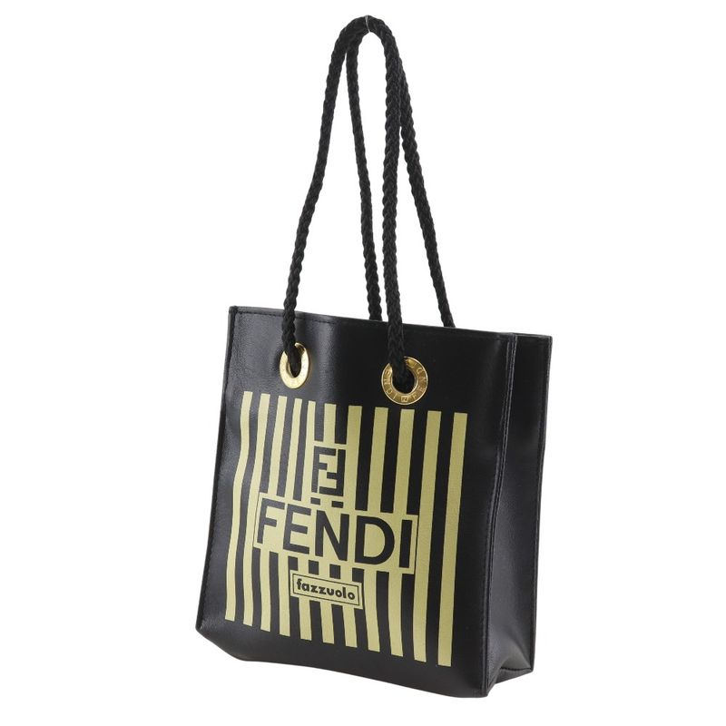 Fendi Fazzuolo Mini Handbag Pecan Leather Black