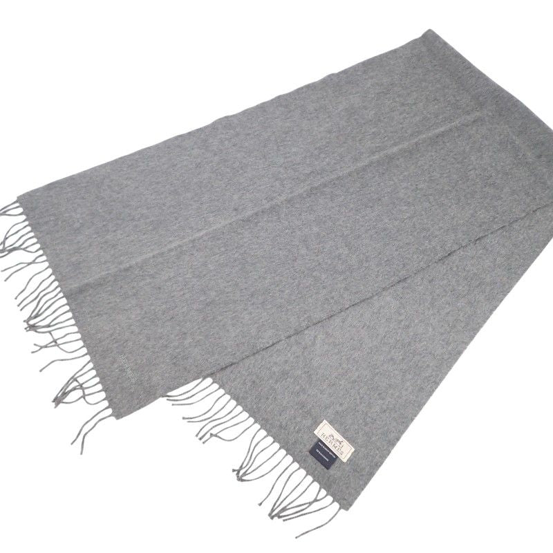 Hermes Uni Brode Scarf Cashmere Gray Autumn