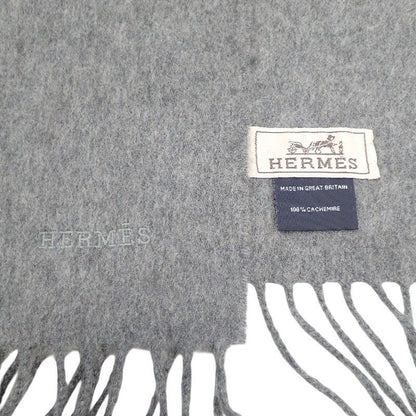 Hermes Uni Brode Scarf Cashmere Gray Autumn