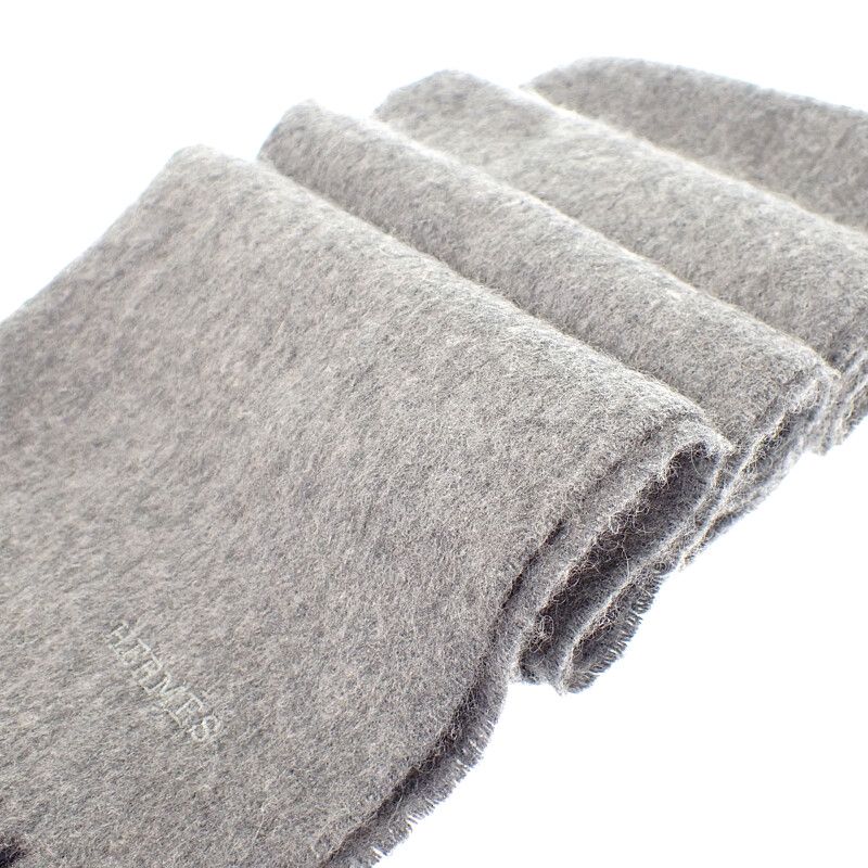 Hermes Uni Brode Scarf Cashmere Gray Autumn