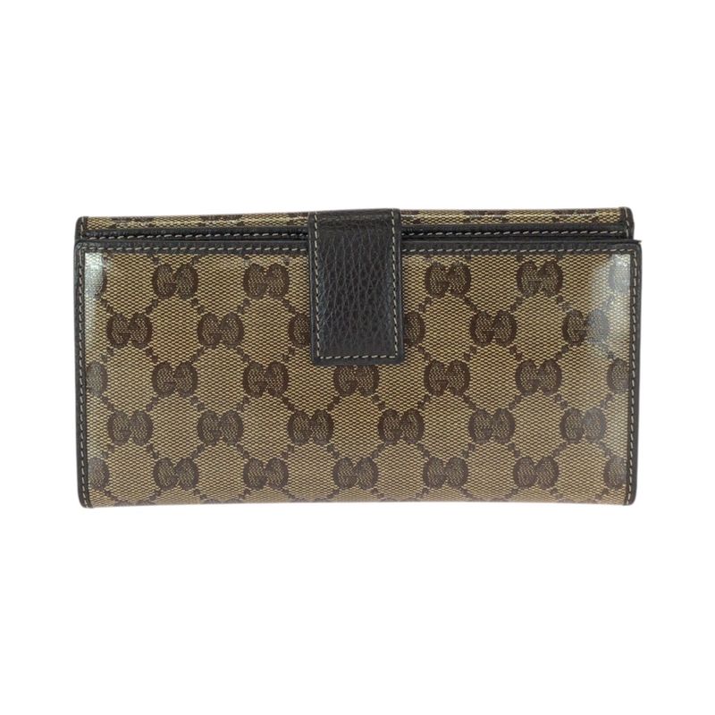 Gucci GG Crystal Brown Gold Leather Wallet
