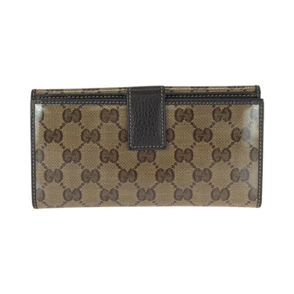 Gucci GG Crystal Brown Gold Leather Wallet
