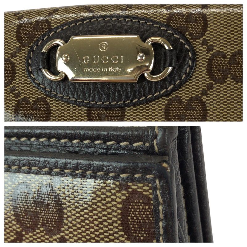 Gucci GG Crystal Brown Gold Leather Wallet