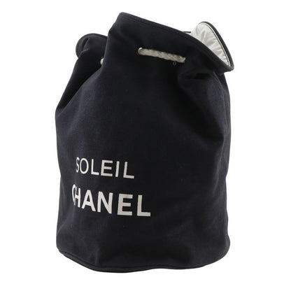 Chanel Mini Pull Logo Drawstring Cotton Black Shoulder Bag
